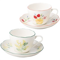 ペアカップ＆ソーサーセット(ミモザ・チューリップ)