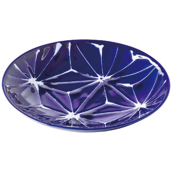 琉璃 小皿 麻の葉