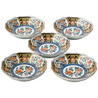 染錦金彩紋 八角取皿揃