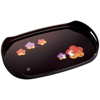 宴うさぎ 溜塗長手盆(尺五)